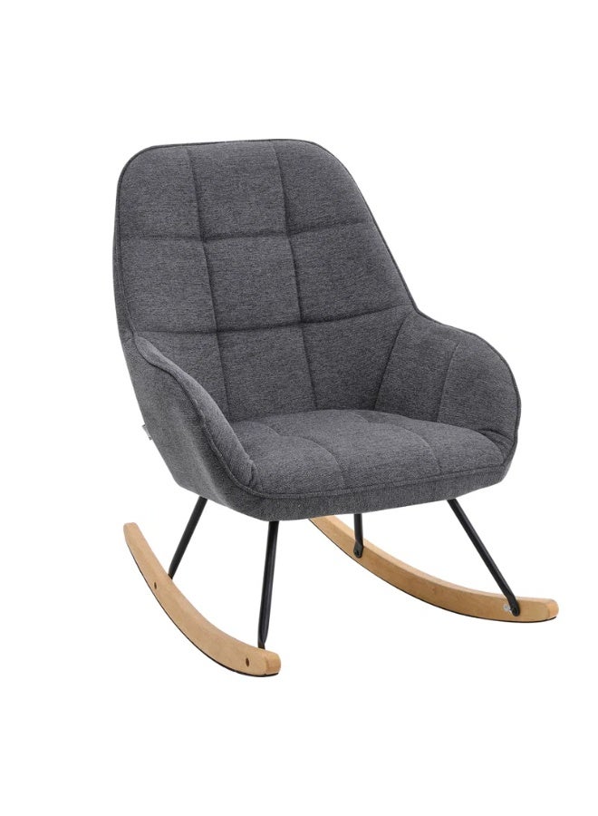 Rich Life Modern Upholstered Rocking Chair – Soft Padded Fabric Upholstered Accent Chair, Ergonomic Curved Backrest Accent Chair, Sturdy Metal Frame with Natural Wooden Rocker Base – Stylish Lounge Chair for Living Room, Nursery & Bedroom - Image 4