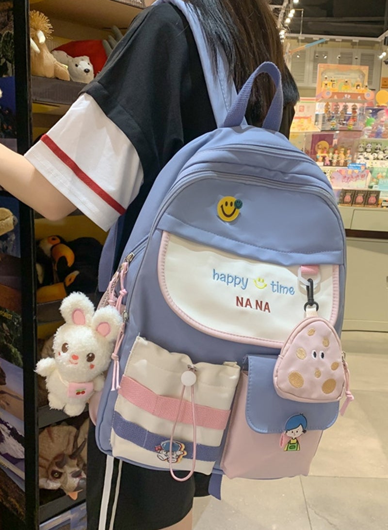 شاربدو حقيبة ظهر أرنب لطيفة للنساء والفتيات - حقيبة كتب كمبيوتر محمول برسومات كرتونية جميلة مع حقيبة ظهر مدرسية، وجيب كمبيوتر محمول مقاس 15.6 بوصة، وجيوب لزجاجات المياه - Image 4