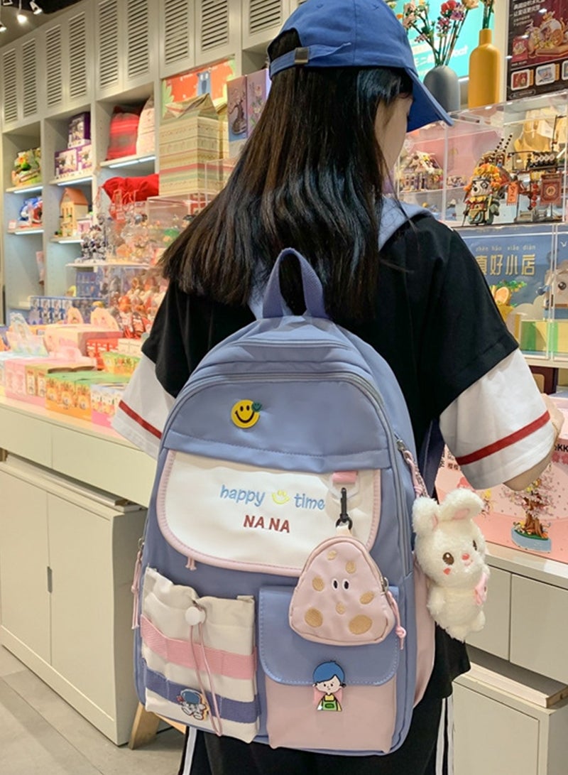 شاربدو حقيبة ظهر أرنب لطيفة للنساء والفتيات - حقيبة كتب كمبيوتر محمول برسومات كرتونية جميلة مع حقيبة ظهر مدرسية، وجيب كمبيوتر محمول مقاس 15.6 بوصة، وجيوب لزجاجات المياه - Image 1