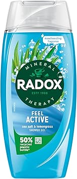Radox Mineral Therapy Feel Active Shower Gel with Sea Salt Lemongrass Scent 225ml Pack of 6 - Image 2