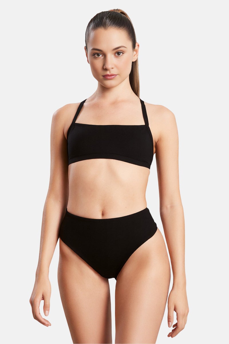 H&M Women Solid Bikini Bottom, Black  - Image 1