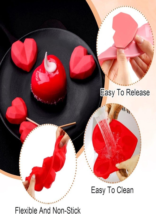 Skytail Silicone Breakable Heart Molds Diamond Heart Shaped Cake Molds Set for Baking Valentines Day Cake Decorations Cupcake Chocolate Heart Candy Making Dessert DIY Couple Gifts Wax Melts (1) - Image 3