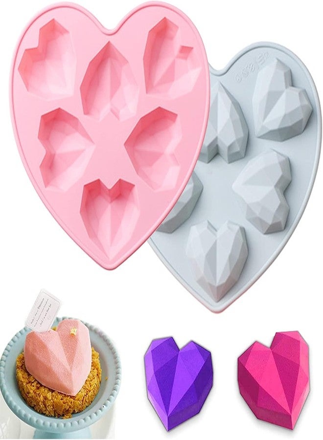 Skytail Silicone Breakable Heart Molds Diamond Heart Shaped Cake Molds Set for Baking Valentines Day Cake Decorations Cupcake Chocolate Heart Candy Making Dessert DIY Couple Gifts Wax Melts (1) - Image 1