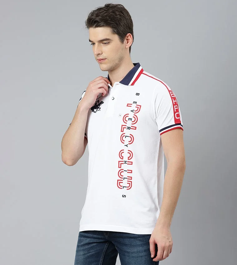 BEVERLY HILLS POLO CLUB  Beverly Hills Polo Club White Polo T-Shirt for Men | Best Price UAE