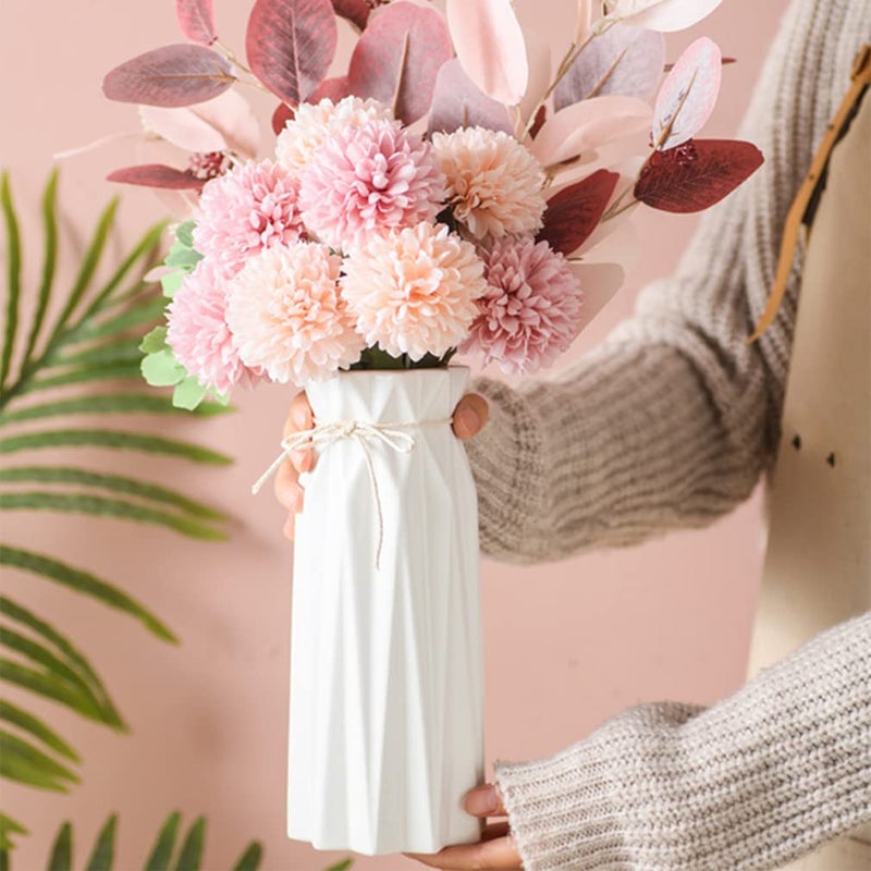 ARAWAT CERAMIC WHITE VASE FLOWER VASE للديكور المنزلي النمط الحديثة 9.5 بوصة طول مزهرية الطاولة على الجرف المزهرية ديكور المنزل للموقد غرفة نوم غرفة المعيشة - Image 3