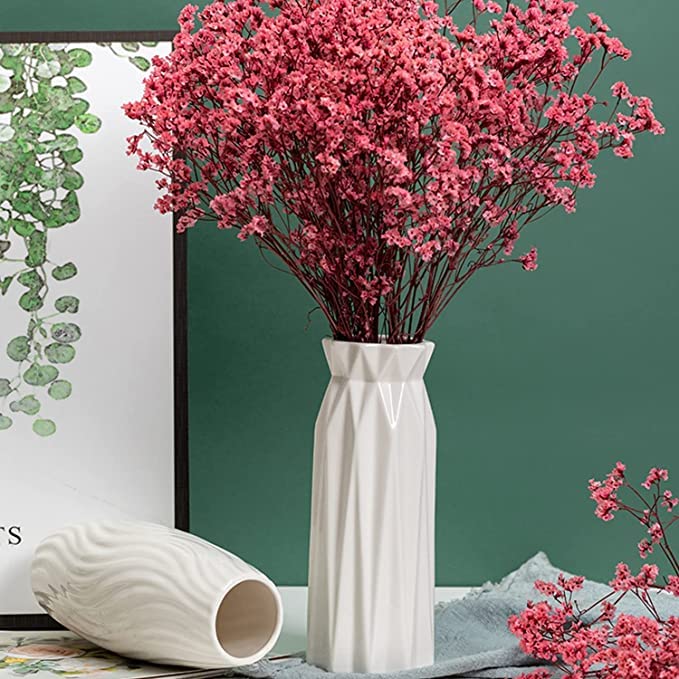 ARAWAT CERAMIC WHITE VASE FLOWER VASE للديكور المنزلي النمط الحديثة 9.5 بوصة طول مزهرية الطاولة على الجرف المزهرية ديكور المنزل للموقد غرفة نوم غرفة المعيشة - Image 2