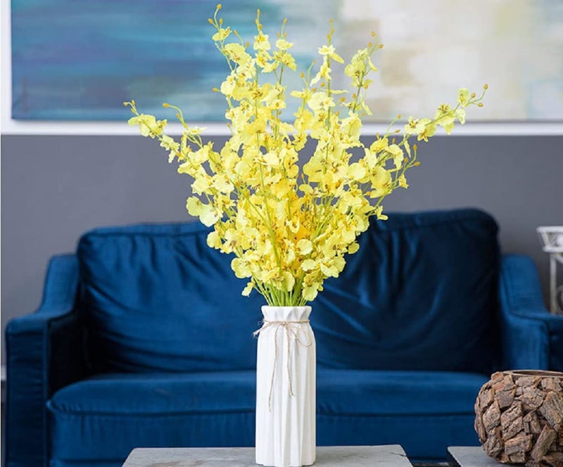 ARAWAT CERAMIC WHITE VASE FLOWER VASE للديكور المنزلي النمط الحديثة 9.5 بوصة طول مزهرية الطاولة على الجرف المزهرية ديكور المنزل للموقد غرفة نوم غرفة المعيشة - Image 5