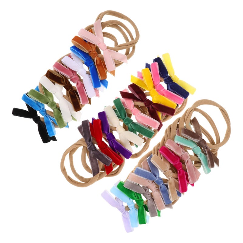32 Pcs Soft Stretchy Fluffy Bow Headbands for Newborns Toddlers Girls Boys Hair Accessories - Image 2