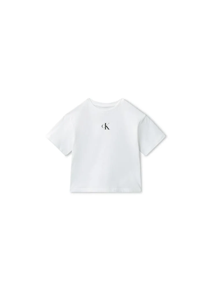 Calvin Klein Jeans WHITE 11-0601 TCX Monogram Boxy Crew Neck T-Shirt for Women | Best Price UAE