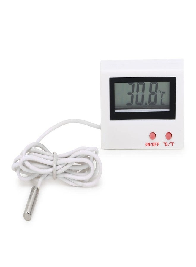 مقياس حرارة ميجازون للثلاجة/حوض السمك/المجمد/المختبر مزود بمسبار وشاشة عرض LCD وزر تشغيل/إيقاف | مقياس حرارة محمول للاستخدام الداخلي والخارجي مع قياس درجة الحرارة (أبيض) - Image 3