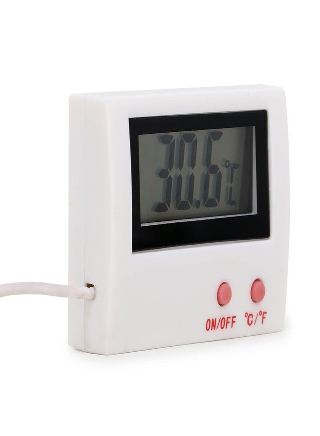 مقياس حرارة ميجازون للثلاجة/حوض السمك/المجمد/المختبر مزود بمسبار وشاشة عرض LCD وزر تشغيل/إيقاف | مقياس حرارة محمول للاستخدام الداخلي والخارجي مع قياس درجة الحرارة (أبيض) - Image 1