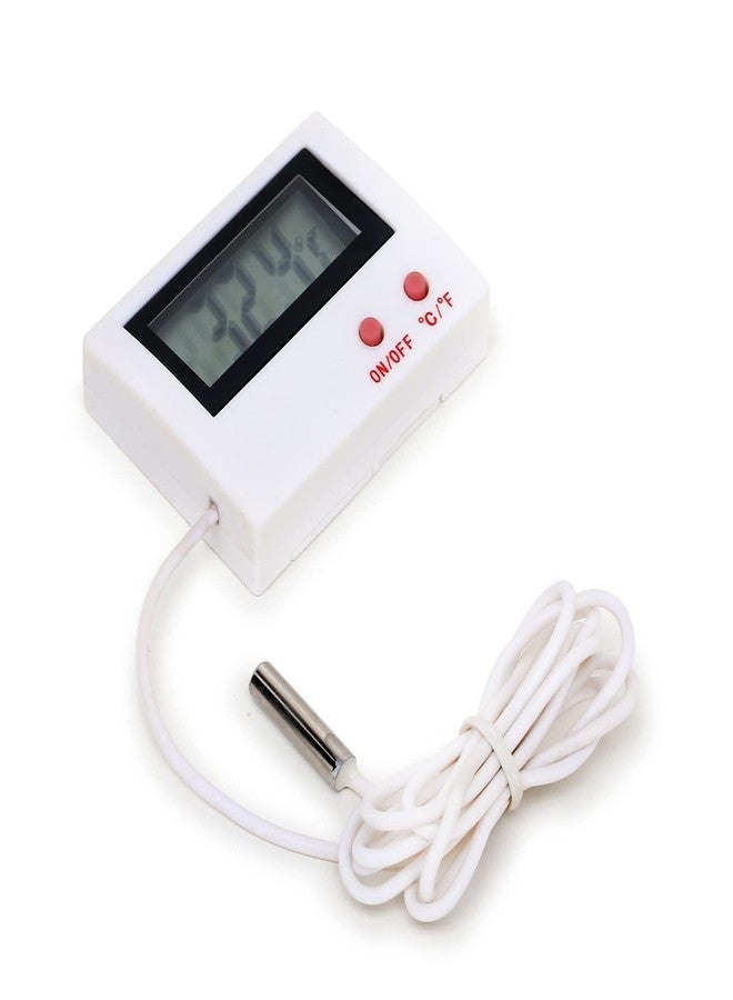 مقياس حرارة ميجازون للثلاجة/حوض السمك/المجمد/المختبر مزود بمسبار وشاشة عرض LCD وزر تشغيل/إيقاف | مقياس حرارة محمول للاستخدام الداخلي والخارجي مع قياس درجة الحرارة (أبيض) - Image 5