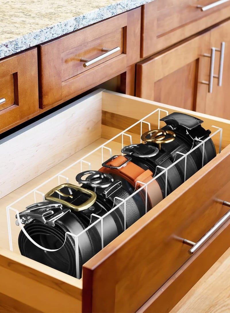 TPGP 2-Pack Belt Organizer – Acrylic Belt Storage Holder with 7 Compartments, Clear Belt Display Case for Closet and Drawer - Image 3