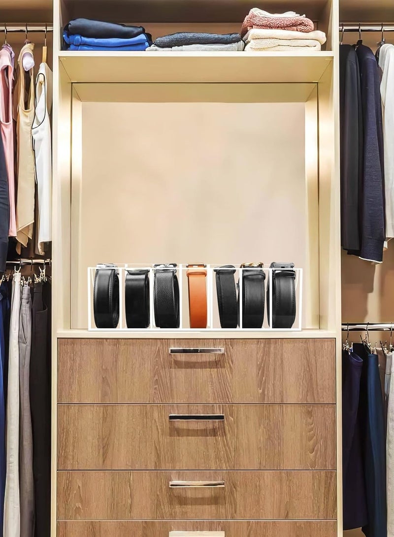 TPGP 2-Pack Belt Organizer – Acrylic Belt Storage Holder with 7 Compartments, Clear Belt Display Case for Closet and Drawer - Image 4
