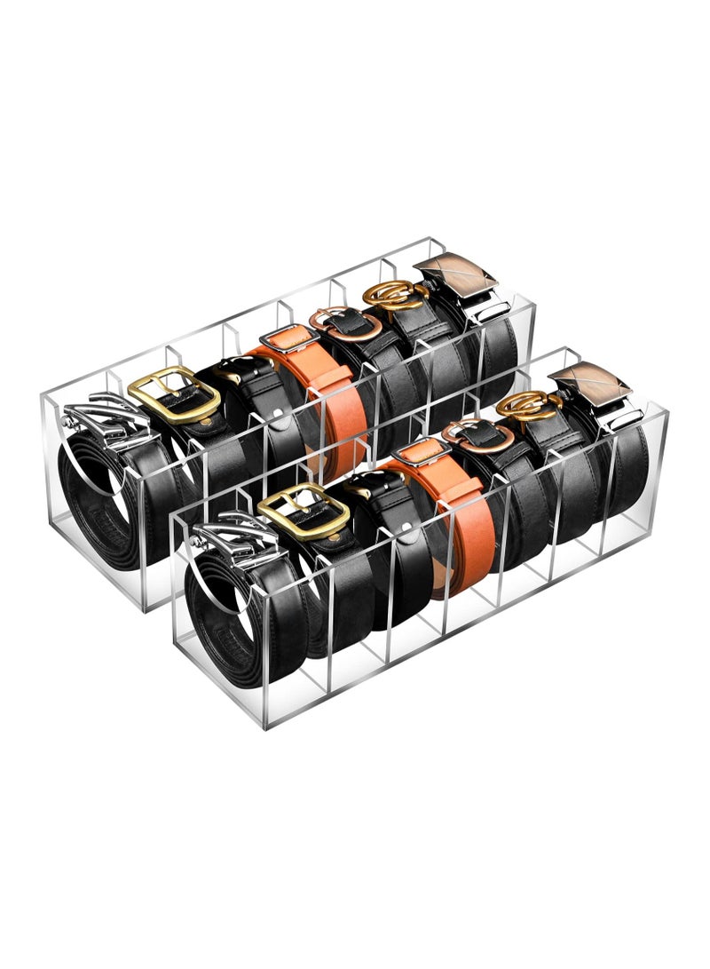 TPGP 2-Pack Belt Organizer – Acrylic Belt Storage Holder with 7 Compartments, Clear Belt Display Case for Closet and Drawer - Image 1