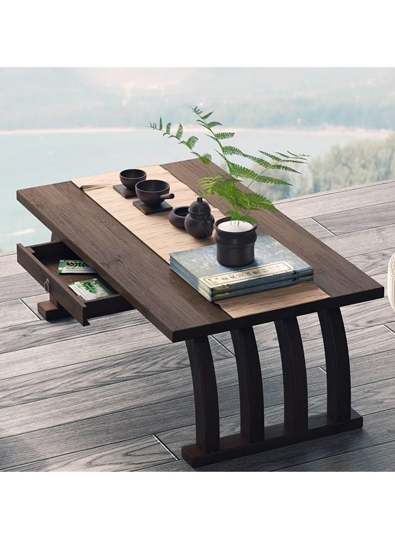 DubaiGallery Style Bay Window Small Coffee Table Tatami Simple Window Sill Balcony Bamboo Tea Table Low Table Carpet Small - Image 4
