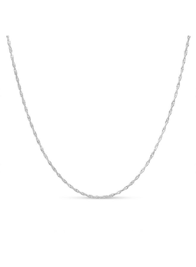 Kezef 18K 2Mm Sterling Silver Plated 925 Sterling Silver Necklace Chains Italian Singapore 22 Inch Necklace Chain Solid Silver Necklace For Women Mens Necklace Chain - Image 1