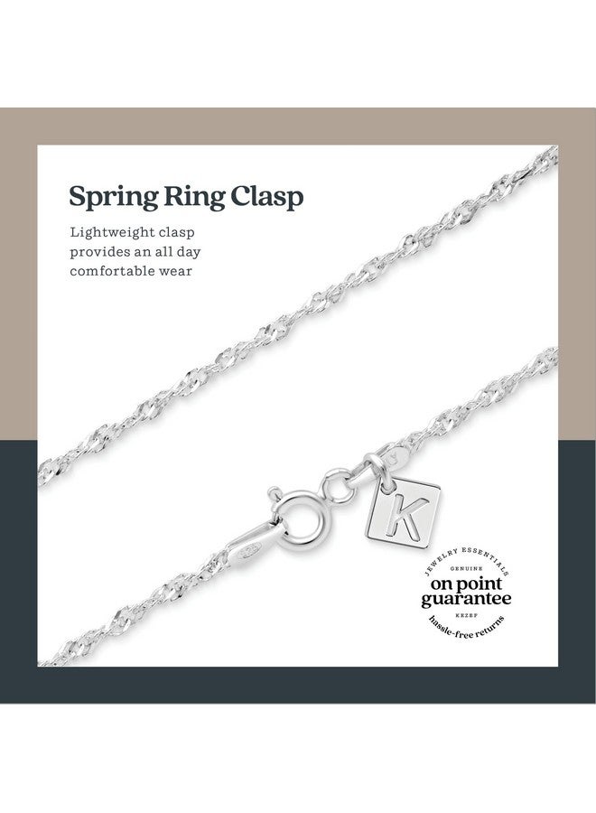 Kezef 18K 2Mm Sterling Silver Plated 925 Sterling Silver Necklace Chains Italian Singapore 22 Inch Necklace Chain Solid Silver Necklace For Women Mens Necklace Chain - Image 5