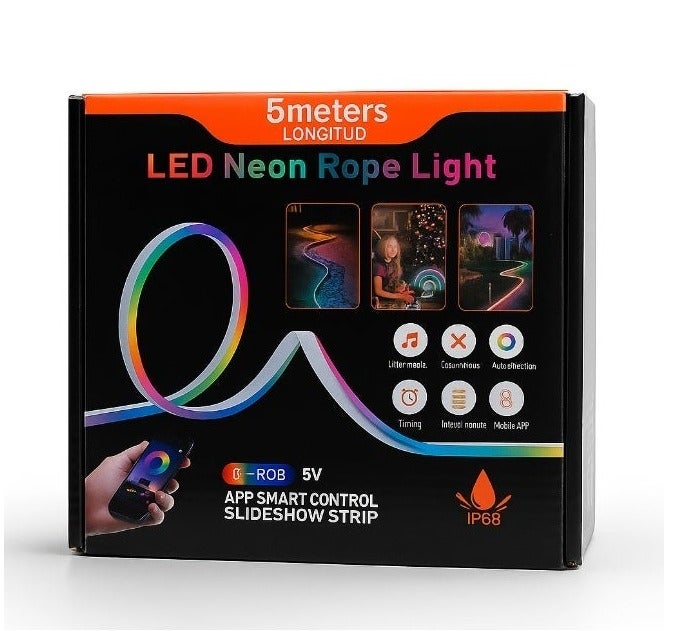 5M RGB Neon Rope Light – Music Sync, DIY Flexible LED Strip for Gaming Room, Bedroom, TV Backlight and Wall Decoration - Image 2