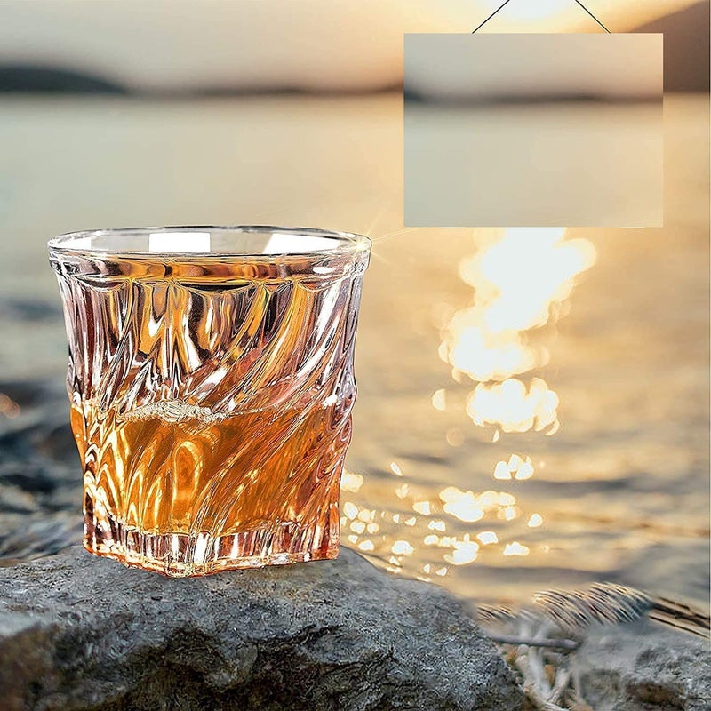 CRACK Whiskey Glasses Transparent Crystal Clear Twist Design 300 ml Premium Whisky Glasses Best for Whiskey Scotch Wine Beer Juice Water Event Parties Bar Restaurant Set of6 Twist - Image 3