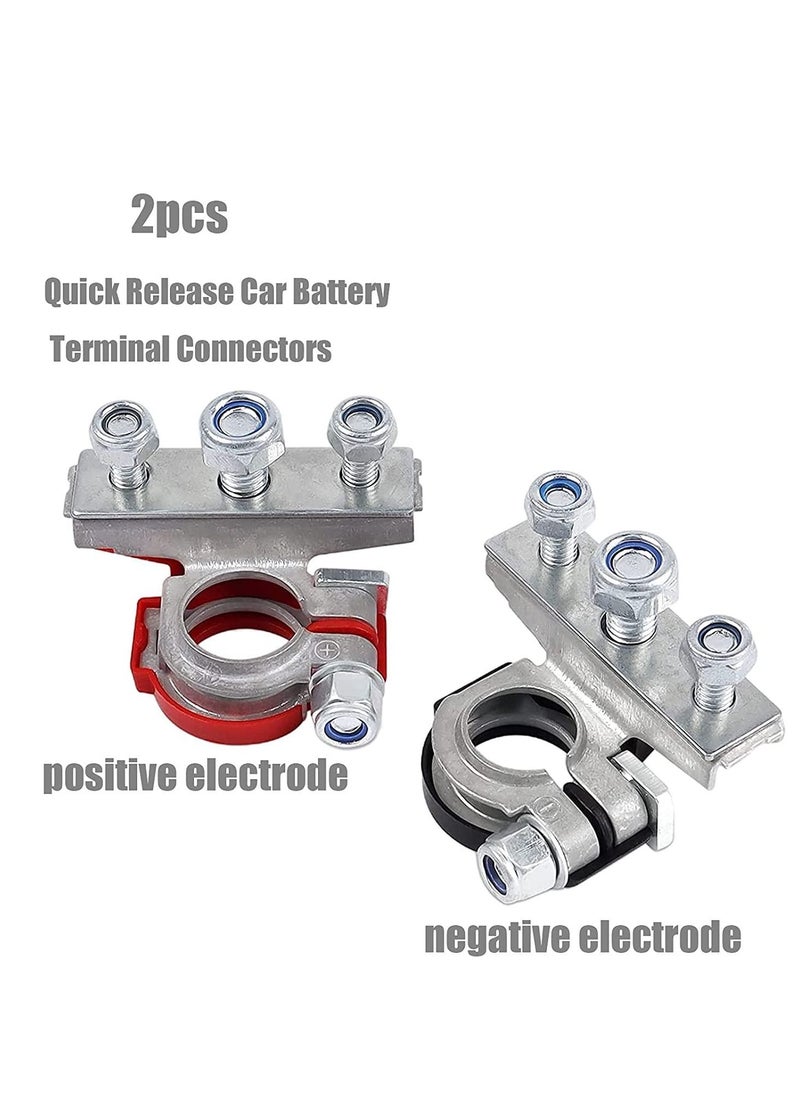 SYOSI Battery Terminal Connectors, Quick Release Car, Top Post 2pcs Clamps -12V 3-Way, Leisure Caravan, Motorhome Pair, Positive and Negative  - Image 2