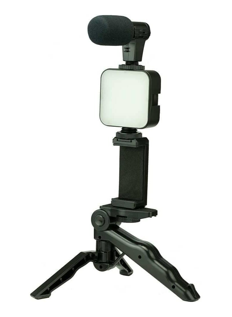 EWODE Vlogging kit iPhone Android, Lightning Compatible Video Vlog Kit, Streaming Equipment Accessories: Phone Tripod, Phone Mount, LED Light and Shotgun Microphone for iPhone, YouTube Starter kit  - Image 1