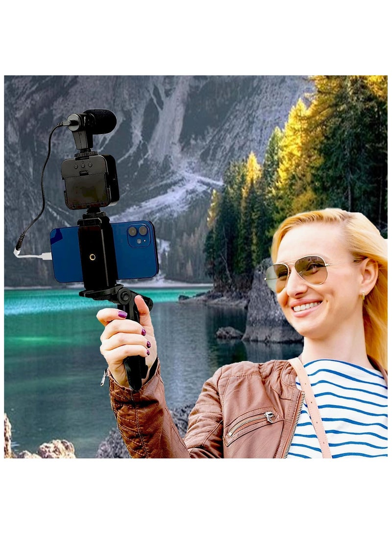EWODE Vlogging kit iPhone Android, Lightning Compatible Video Vlog Kit, Streaming Equipment Accessories: Phone Tripod, Phone Mount, LED Light and Shotgun Microphone for iPhone, YouTube Starter kit  - Image 4