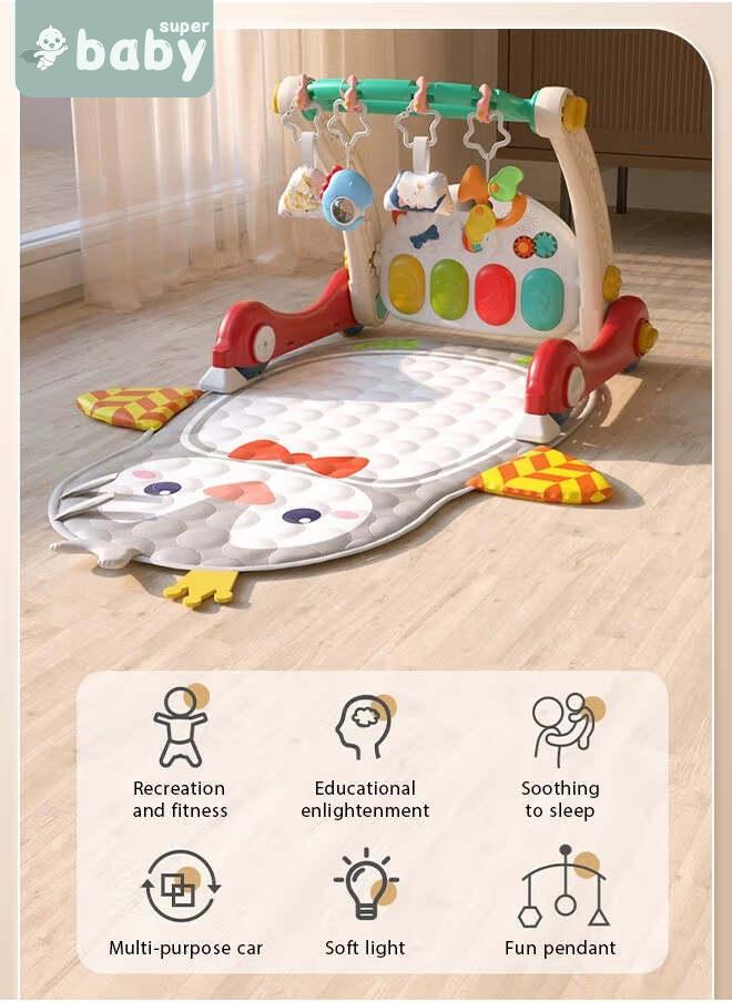 SuperBaby 4 In 1 Baby Playmat & Play Piano Gym With Walker, Learning Walking Stroller and Soft Infants Floor Activity Center, Musical Keyboard, Tummy Time - Image 2