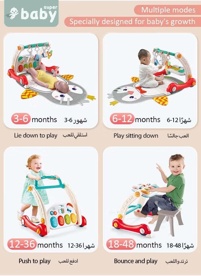 SuperBaby 4 In 1 Baby Playmat & Play Piano Gym With Walker, Learning Walking Stroller and Soft Infants Floor Activity Center, Musical Keyboard, Tummy Time - Image 3