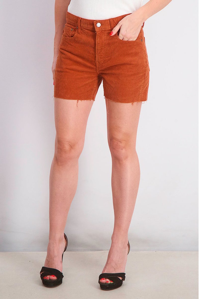 GAP Women Raw Hem Corduroy Shorts, Rust - Image 1