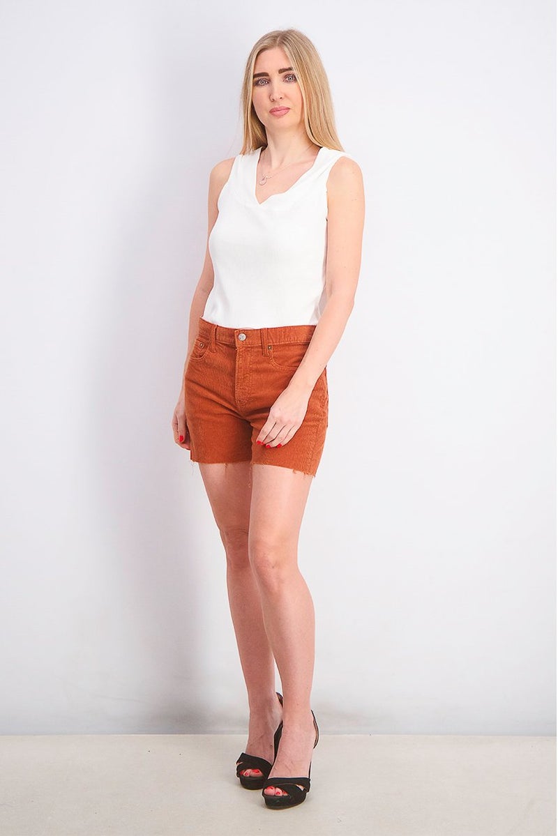 GAP Women Raw Hem Corduroy Shorts, Rust - Image 2