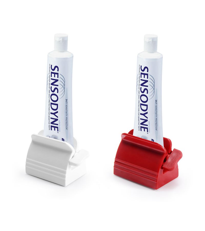 White Wall Mounted Toothpaste Squeezer Easy Push Dispenser For Complete Toothpaste Usage Home Travel Portable - Image 1