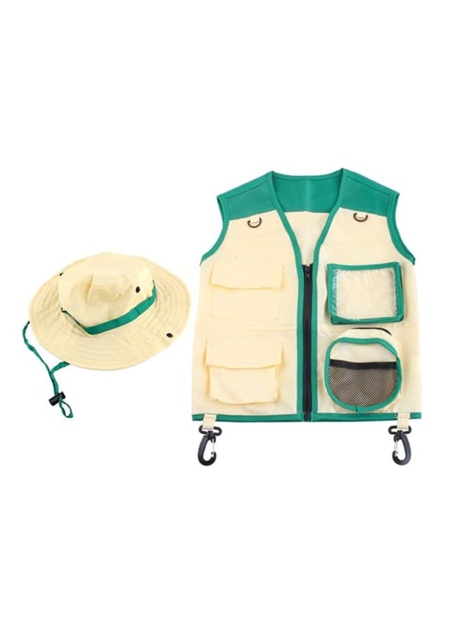 نكومي زي مستكشف، طقم تخييم للأطفال، طقم مغامرات في الهواء الطلق للأطفال، طقم سترة وقبعة للعب الأدوار - Image 1