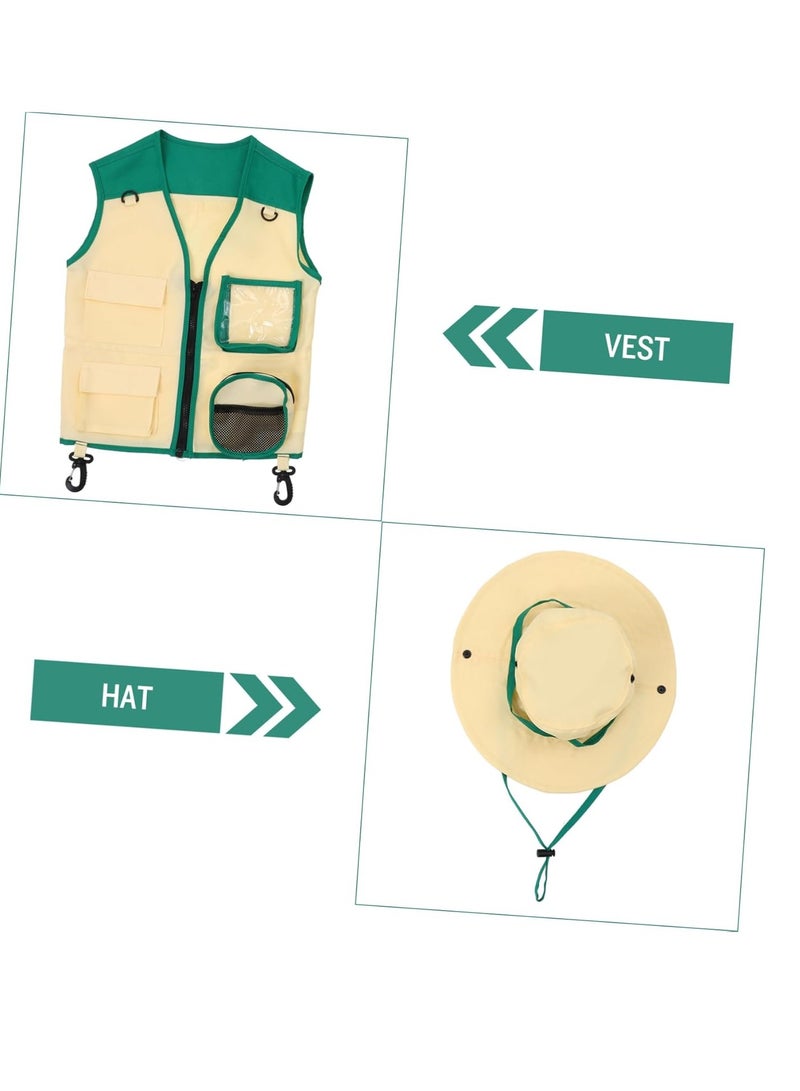 نكومي زي مستكشف، طقم تخييم للأطفال، طقم مغامرات في الهواء الطلق للأطفال، طقم سترة وقبعة للعب الأدوار - Image 2