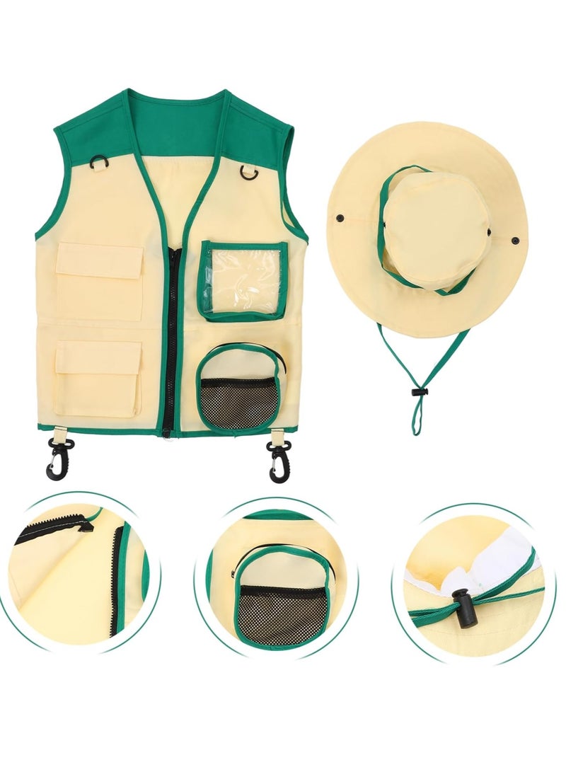 نكومي زي مستكشف، طقم تخييم للأطفال، طقم مغامرات في الهواء الطلق للأطفال، طقم سترة وقبعة للعب الأدوار - Image 4