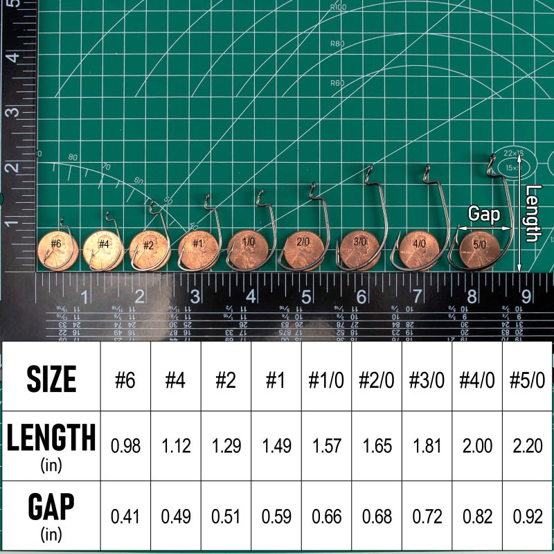 Dr.Fish 100 Pack EWG Hooks Bass Fishing Worm Hooks Extra Wide Gap Freshwater Fishing Carolina/Texas Rig #1 - Image 2