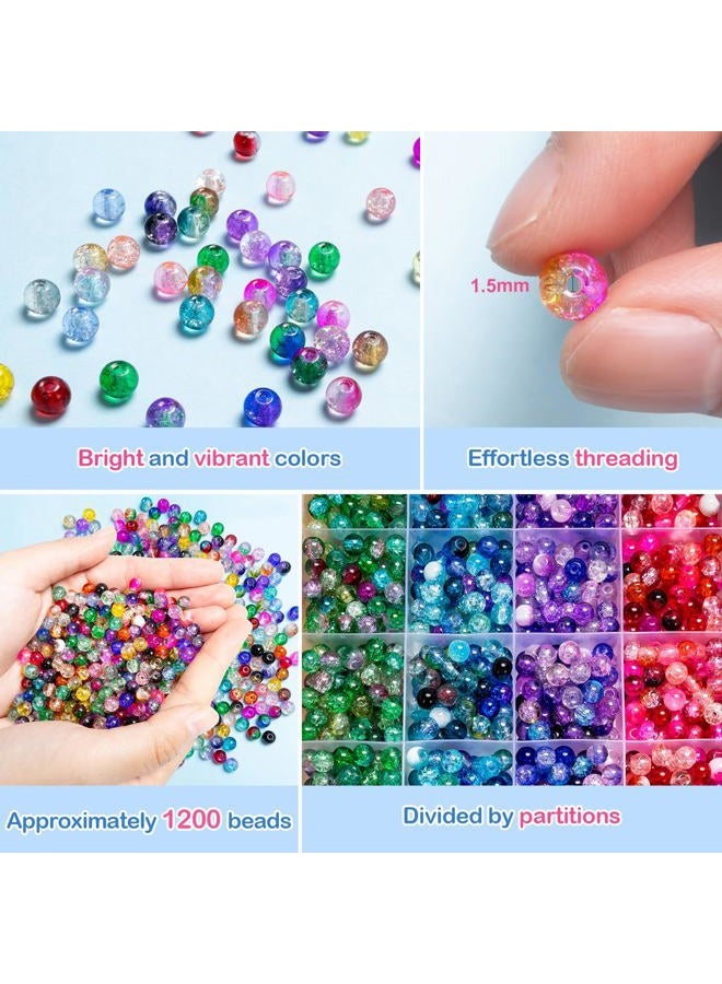 XSEINO 1200 Pieces 6mm Crack Mix Glass Beads for Making - Image 4
