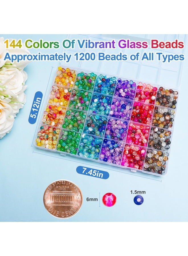 XSEINO 1200 Pieces 6mm Crack Mix Glass Beads for Making - Image 3