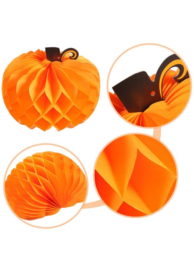 جوفيتيك مجموعة من 6 قطع مركزية من الورق على شكل قرص العسل على شكل قرع ثلاثي الأبعاد، مقاس 10.2 بوصة، ديكورات ورقية معلقة على شكل قرع، زينة حفلات الهالوين وعيد الشكر وأعياد الميلاد وحفلات الزفاف والمنزل - Image 4
