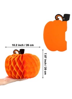 Jovitec 6 Pack 10.2 Inch Paper Pumpkin Honeycomb Centerpieces 3D Tissue Pumpkins Paper Hanging Decoration Halloween Thanksgiving Day Party Birthday Wedding Home Party Supplies  - Image 3