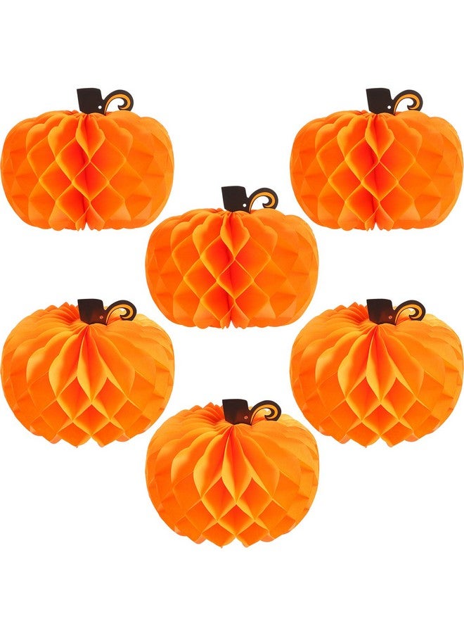 جوفيتيك مجموعة من 6 قطع مركزية من الورق على شكل قرص العسل على شكل قرع ثلاثي الأبعاد، مقاس 10.2 بوصة، ديكورات ورقية معلقة على شكل قرع، زينة حفلات الهالوين وعيد الشكر وأعياد الميلاد وحفلات الزفاف والمنزل - Image 1