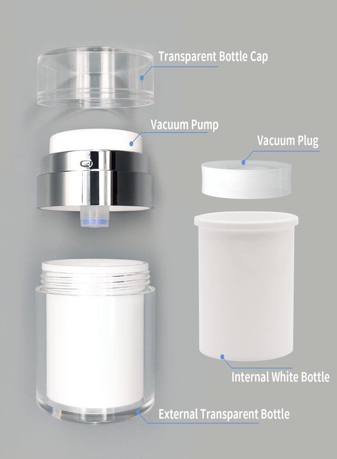Snowso 2Pack Airless Pump Jars with Cosmetic Spatula, 3.5 oz Empty Refillable Cosmetic Air Pump Jars Bottles Airless Lotion Cream Dispenser Portable Travel Makeup Containers (Silver) - Image 4
