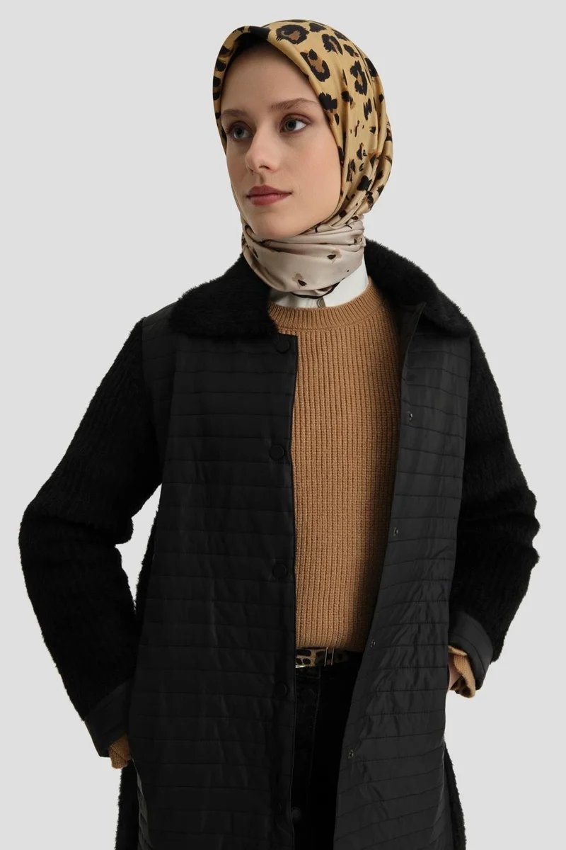 ARMINE Soft Knitted Quilted Cape 24K7507 Black