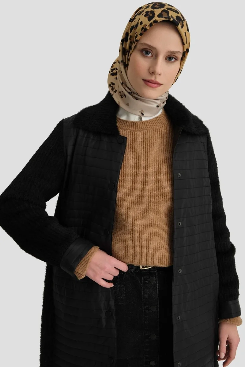 ARMINE Soft Knitted Quilted Cape 24K7507 Black