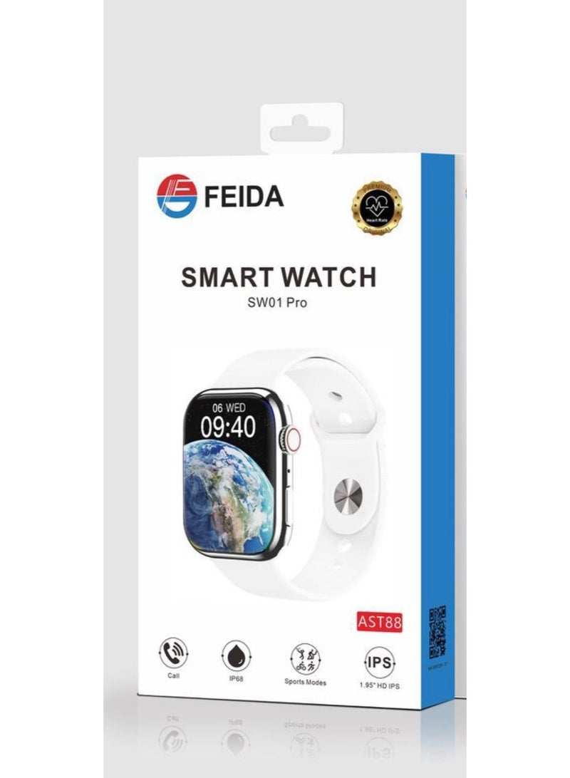 فيدا ساعة ذكية من فيدا ستان ستيل  ساعة لياقة بدنية مقاومة للماء، مكالمات بلوتوث، ساعة ذكية للرجال، مراقبة معدل ضربات القلب - ابيض - Image 3