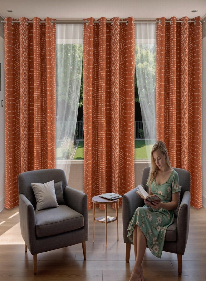ColorBird Boho Blackout Long Thermal Curtains for Winter Insulated 96 Inches Burnt Orange Rustic Western Striped Decorative Drapes Window Treatment for Bedroom Living Room - Image 4