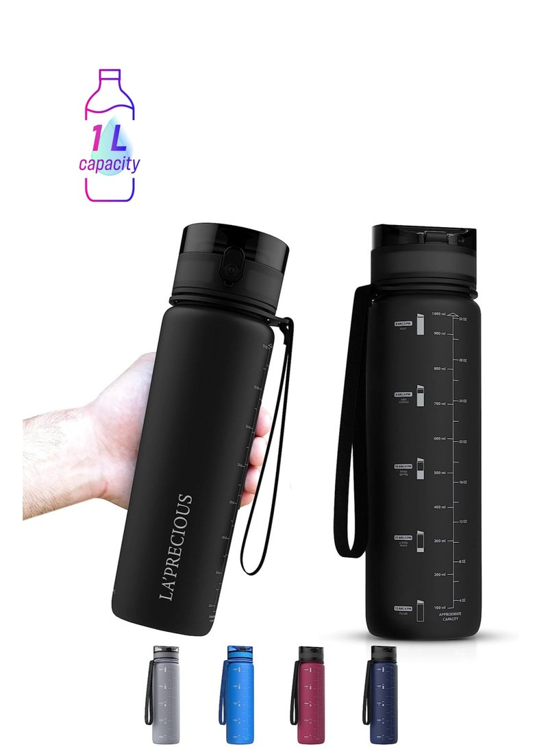LA' PRECIOUS 1000ml Water Bottle for Adults and Kids USA Tritan Material Non-Toxic BPA Free Fast Flow Flip Top Leak Proof Lid and One Click Open  - Image 1