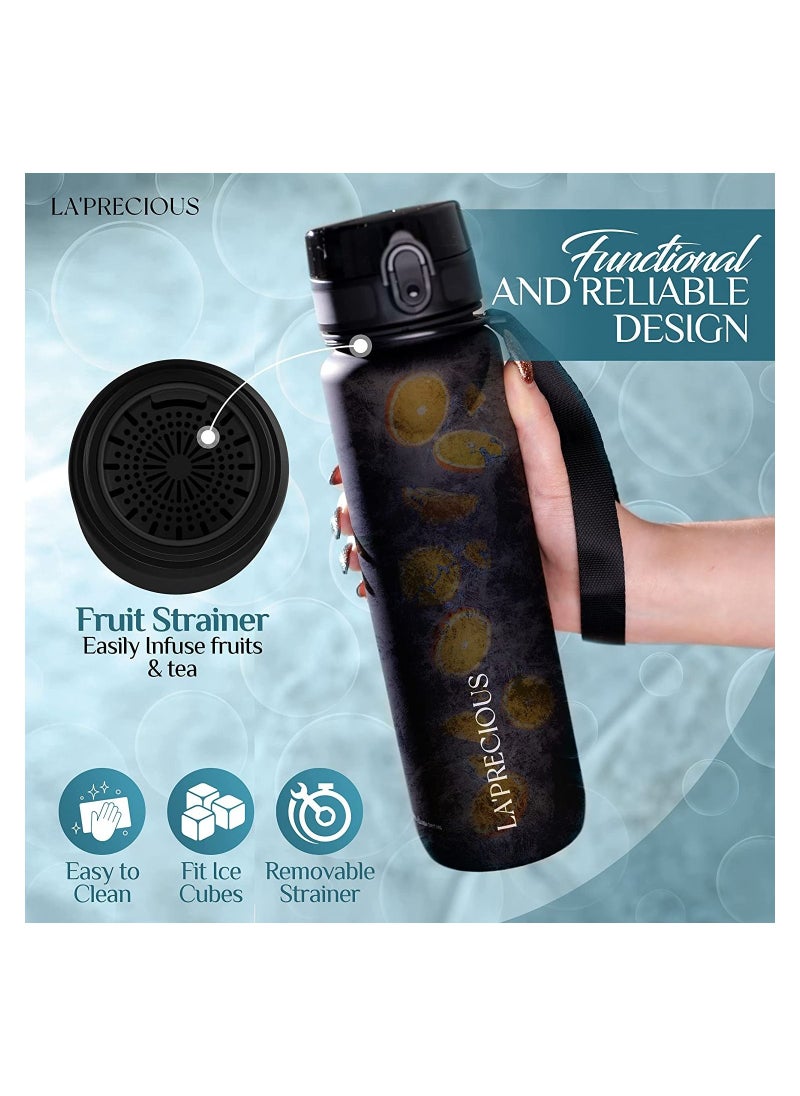 LA' PRECIOUS - 1000ml Water Bottle for Adults and Kids USA Tritan Material Non-Toxic BPA Free Fast Flow Flip Top Leak Proof Lid and One Click Open - Image 1