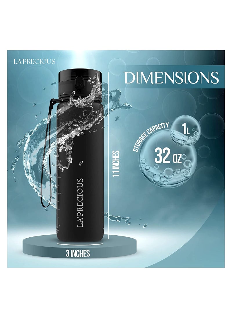 LA' PRECIOUS - 1000ml Water Bottle for Adults and Kids USA Tritan Material Non-Toxic BPA Free Fast Flow Flip Top Leak Proof Lid and One Click Open - Image 1