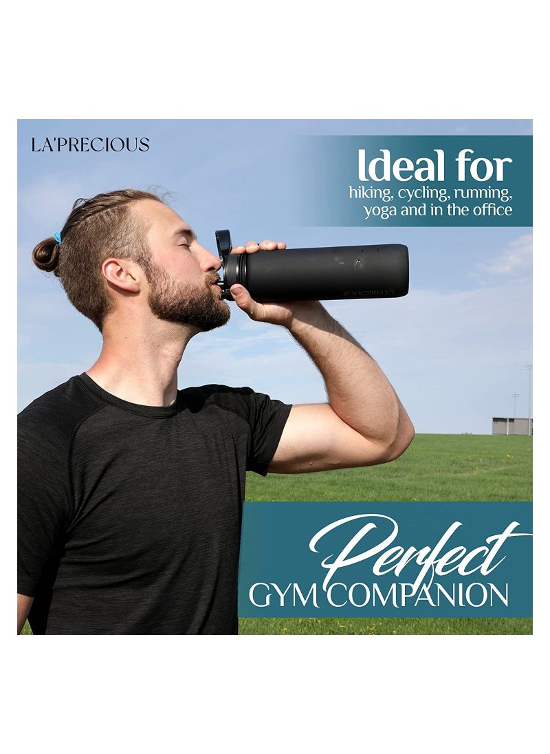 LA' PRECIOUS - 1000ml Water Bottle for Adults and Kids USA Tritan Material Non-Toxic BPA Free Fast Flow Flip Top Leak Proof Lid and One Click Open - Image 1